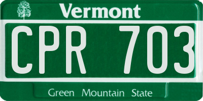 VT license plate CPR703