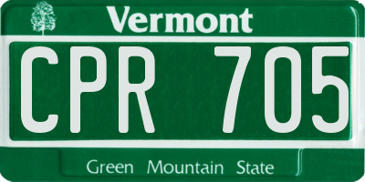 VT license plate CPR705