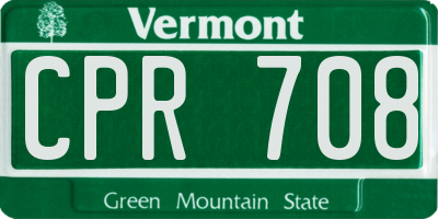 VT license plate CPR708