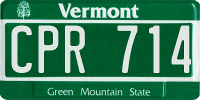VT license plate CPR714