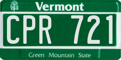VT license plate CPR721