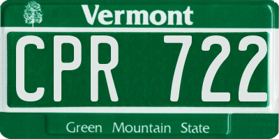 VT license plate CPR722