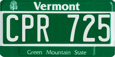 VT license plate CPR725