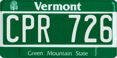 VT license plate CPR726