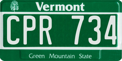 VT license plate CPR734