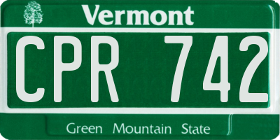 VT license plate CPR742