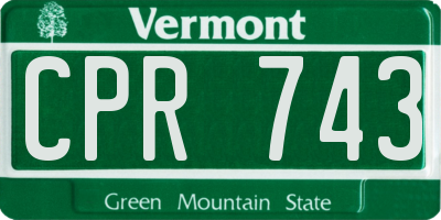 VT license plate CPR743
