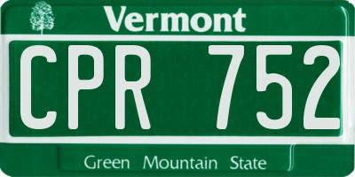 VT license plate CPR752