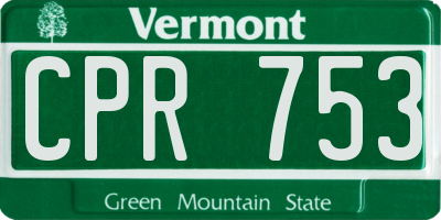 VT license plate CPR753