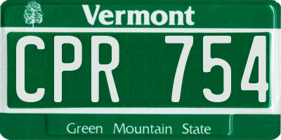 VT license plate CPR754