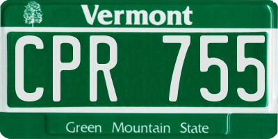 VT license plate CPR755