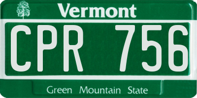 VT license plate CPR756