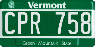 VT license plate CPR758
