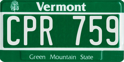 VT license plate CPR759
