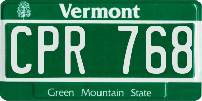 VT license plate CPR768