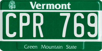 VT license plate CPR769