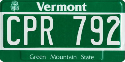 VT license plate CPR792