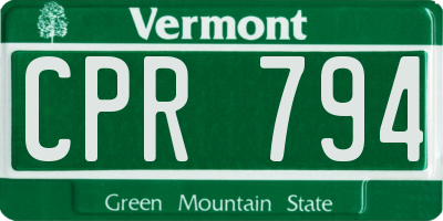 VT license plate CPR794