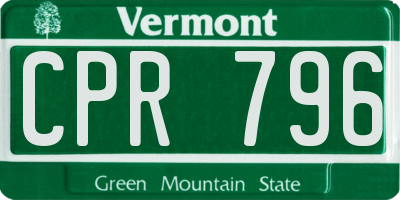 VT license plate CPR796