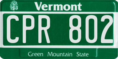 VT license plate CPR802
