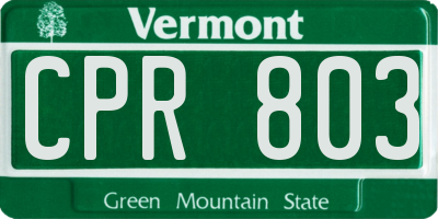 VT license plate CPR803