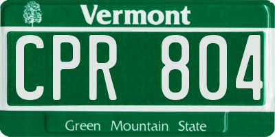 VT license plate CPR804
