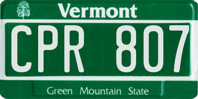 VT license plate CPR807