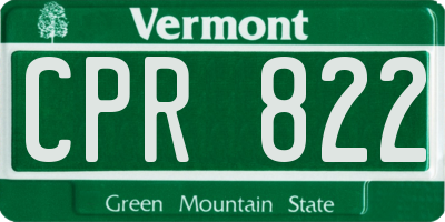 VT license plate CPR822