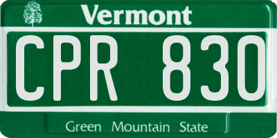 VT license plate CPR830