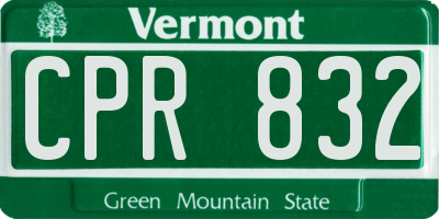 VT license plate CPR832