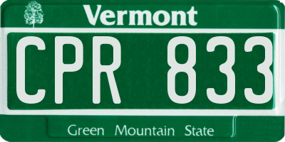 VT license plate CPR833
