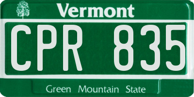 VT license plate CPR835