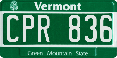 VT license plate CPR836