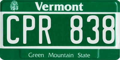 VT license plate CPR838