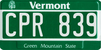 VT license plate CPR839