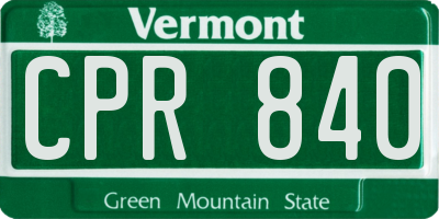 VT license plate CPR840