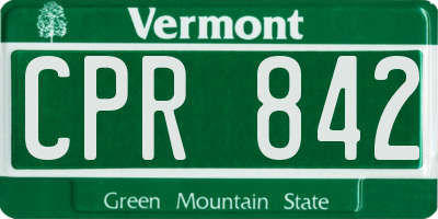 VT license plate CPR842