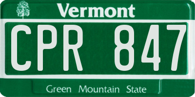 VT license plate CPR847