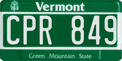 VT license plate CPR849