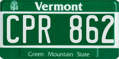 VT license plate CPR862