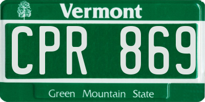 VT license plate CPR869