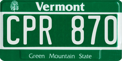 VT license plate CPR870