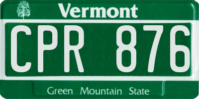 VT license plate CPR876