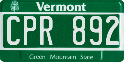 VT license plate CPR892