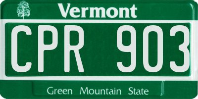 VT license plate CPR903