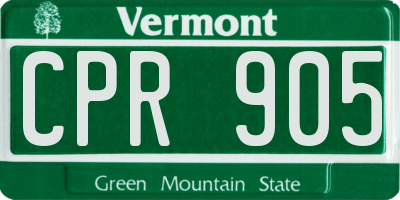 VT license plate CPR905