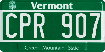 VT license plate CPR907