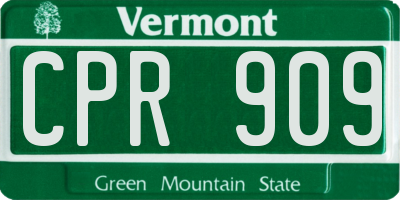VT license plate CPR909