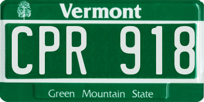 VT license plate CPR918