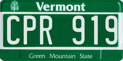 VT license plate CPR919